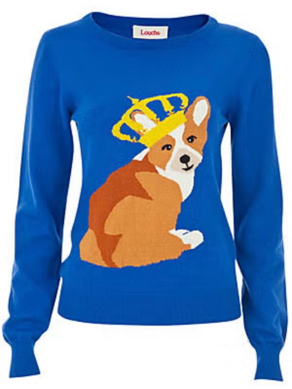 Louche Blue Corgi Crown Crewneck Sweater